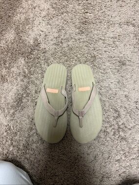 Sage Green Textured Flip Flop Sandals